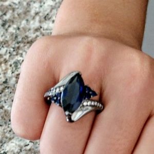 Sapphire And 14K Black Gold Filled Ring