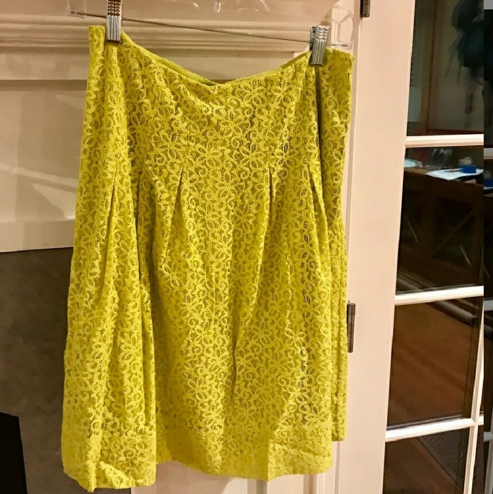 Anthropologie HD Bright Yellowish Green Lace Skirt