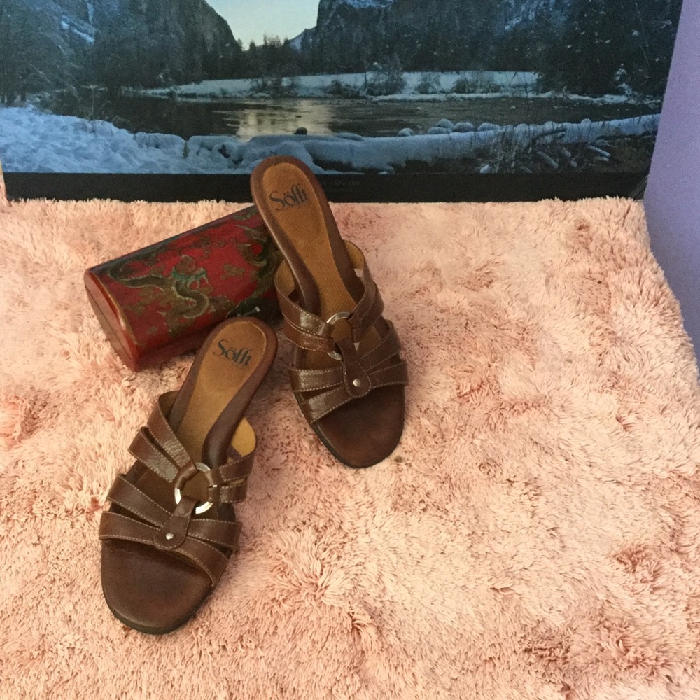 SOFTT Brown Slip On Sandals