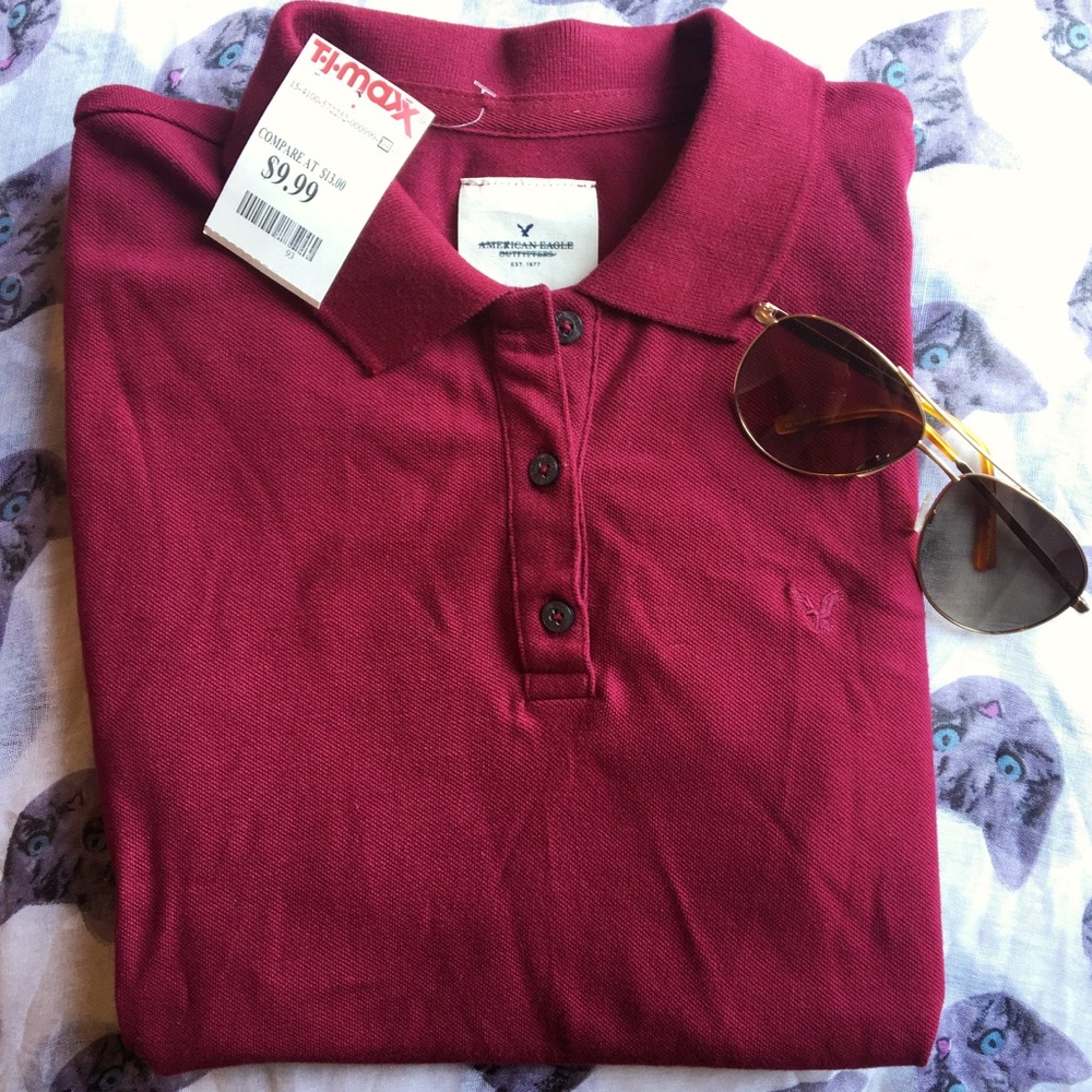 American Eagle Outfitters Women's Maroon Polo