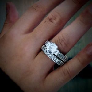 Topaz And Diamonique Wedding Band Set