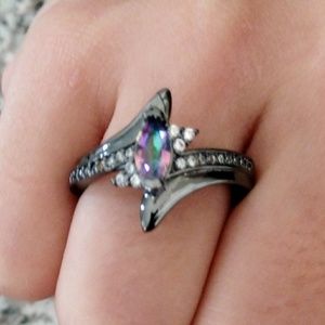 Mystic Topaz And 14k Black Gold Filled Ring