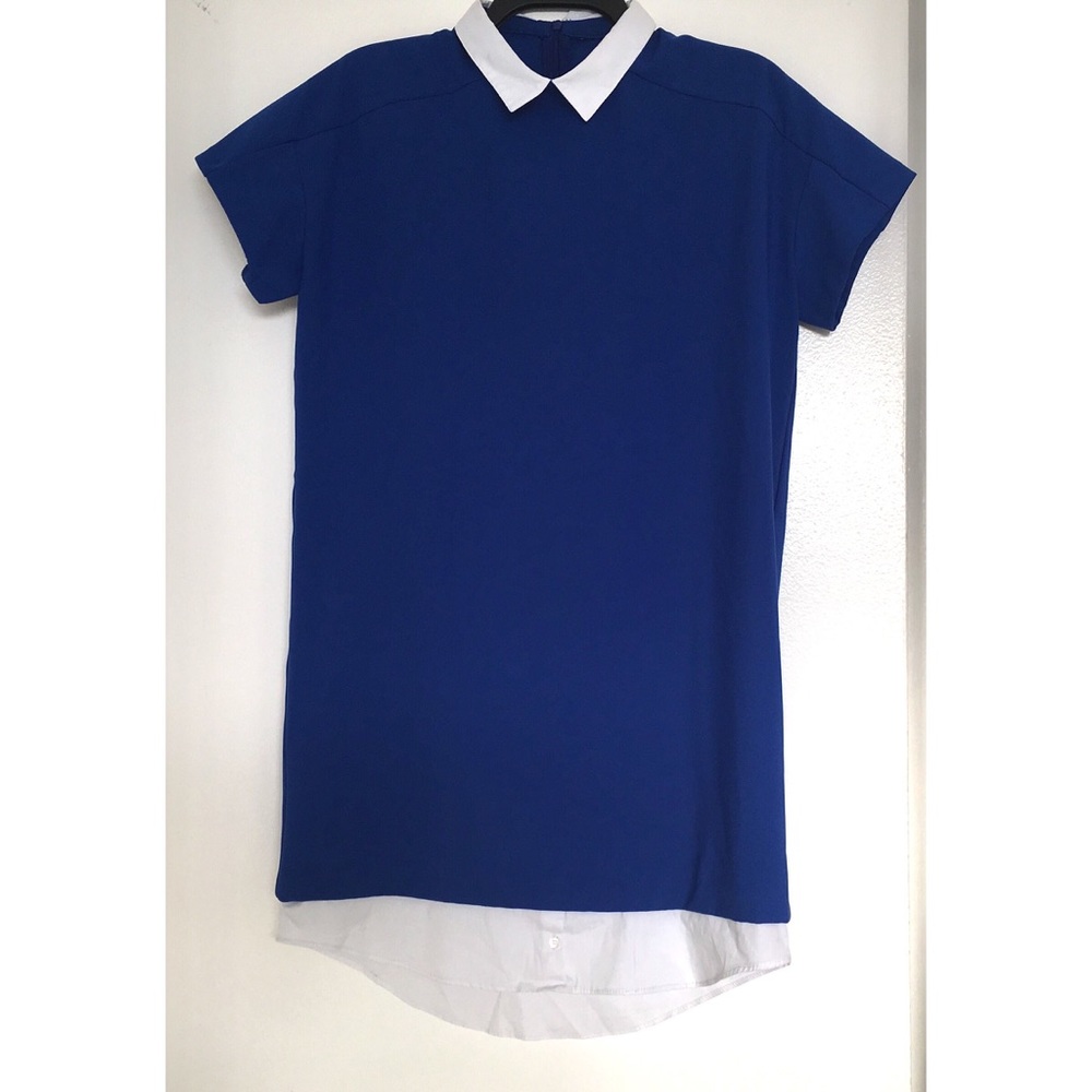 Royal Blue Collared Shift Dress