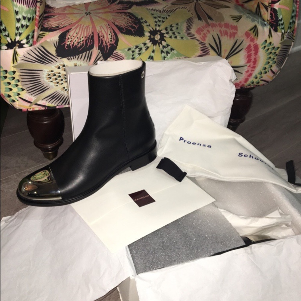 Proenza Schouler Black and Metal captoe Cuffboot