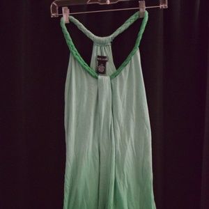 Green ombre dress with braided neckline detail