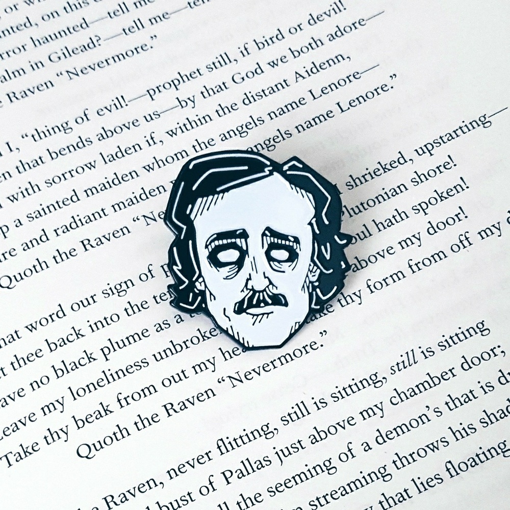 Edgar Allan Poe Enamel Lapel Pin Horror Gothic