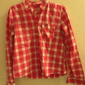 Hollister Pink Button Down Plaid Large Shirt