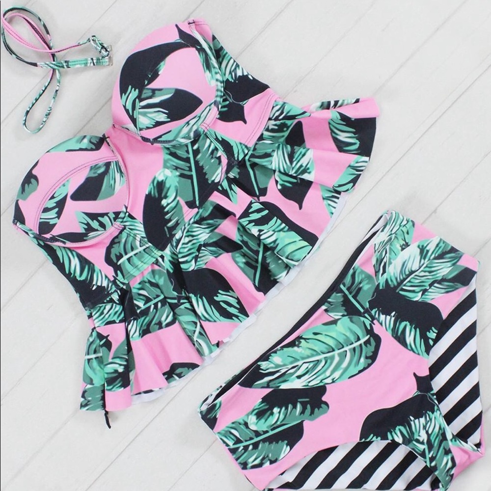Floral 2 piece push up bikini