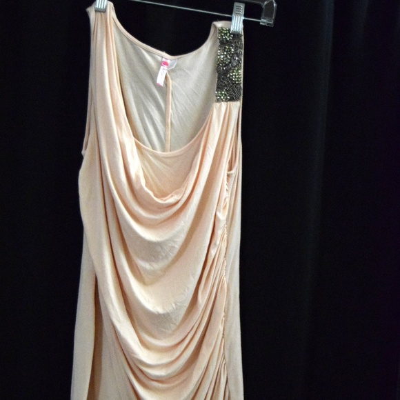 Cowl neck layered top with beaded one shoulder - Picture 1 of 3