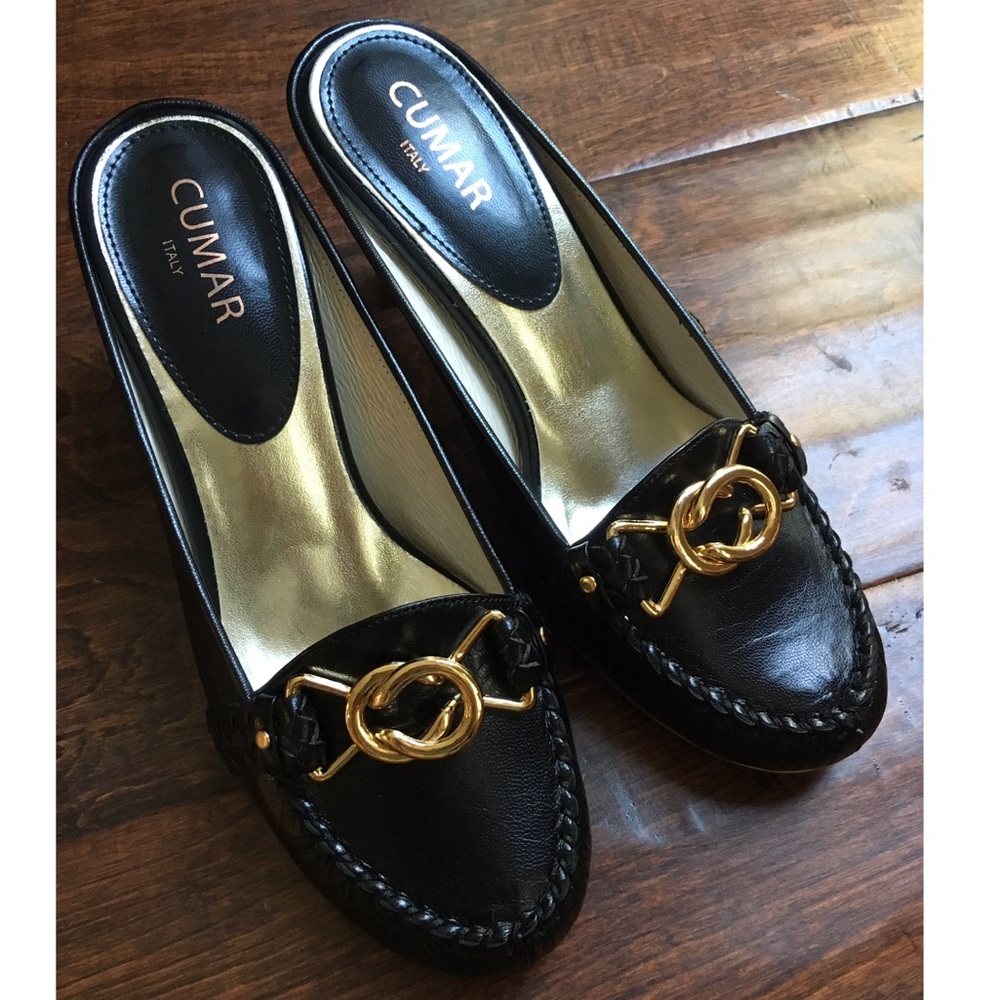 Black Leather Loafer Heels