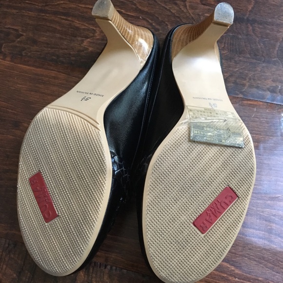 Black Leather Loafer Heels - Picture 2 of 3