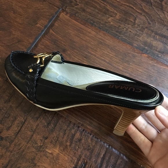 Black Leather Loafer Heels - Picture 3 of 3