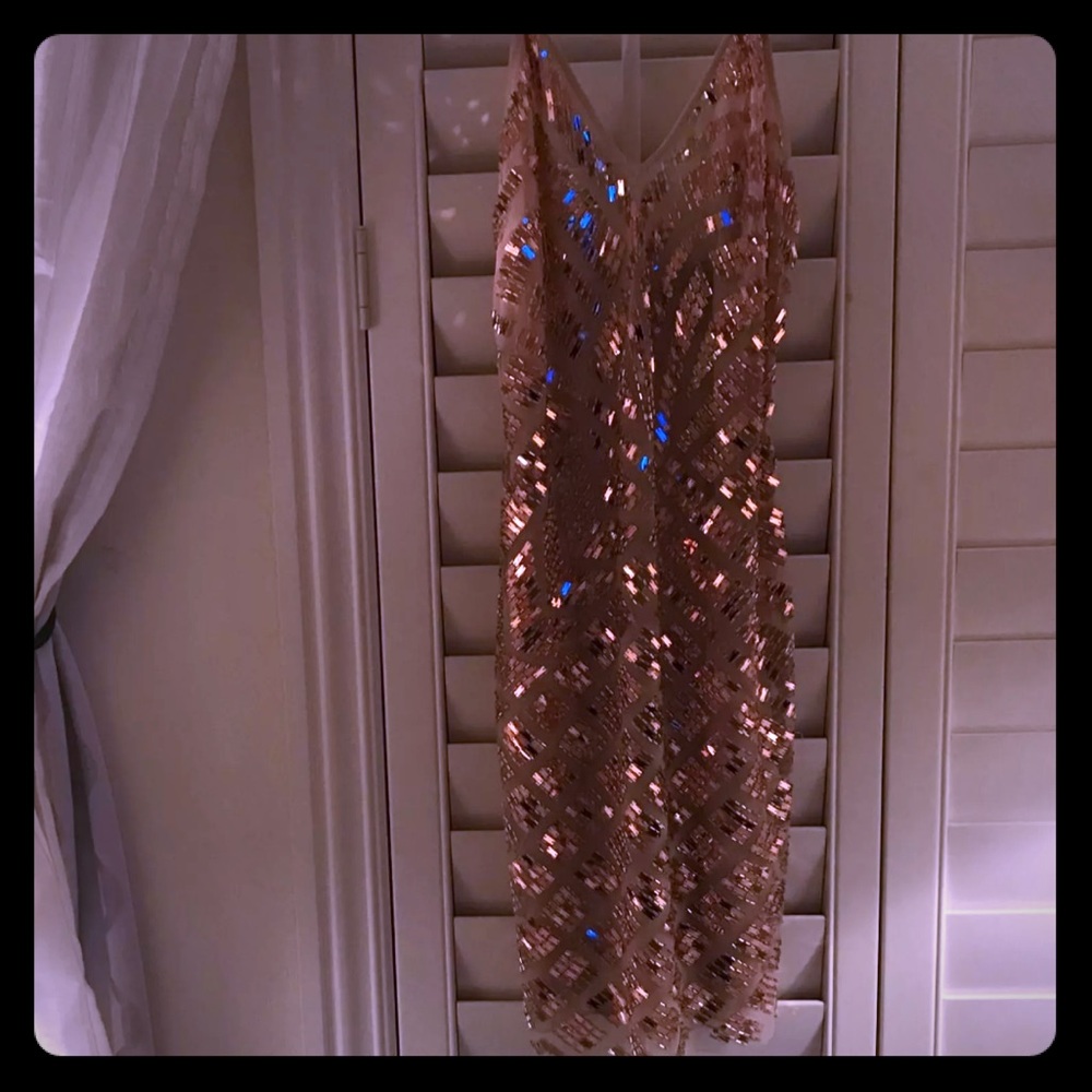 Beaded Dress Spaghetti StrapV Neck