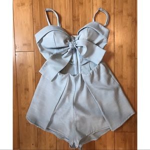 Bow tie front romper