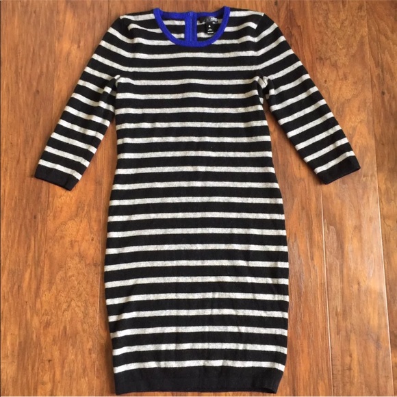 Aqua Dresses & Skirts - Aqua 100% Cashmere Black Stripe Dress Small