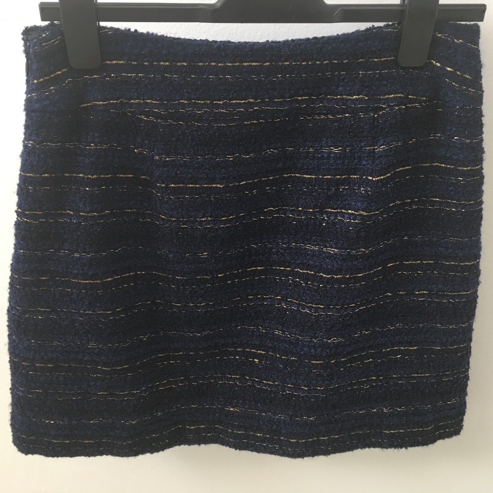 Tweed Navy and Gold LOFT Pencil Skirt