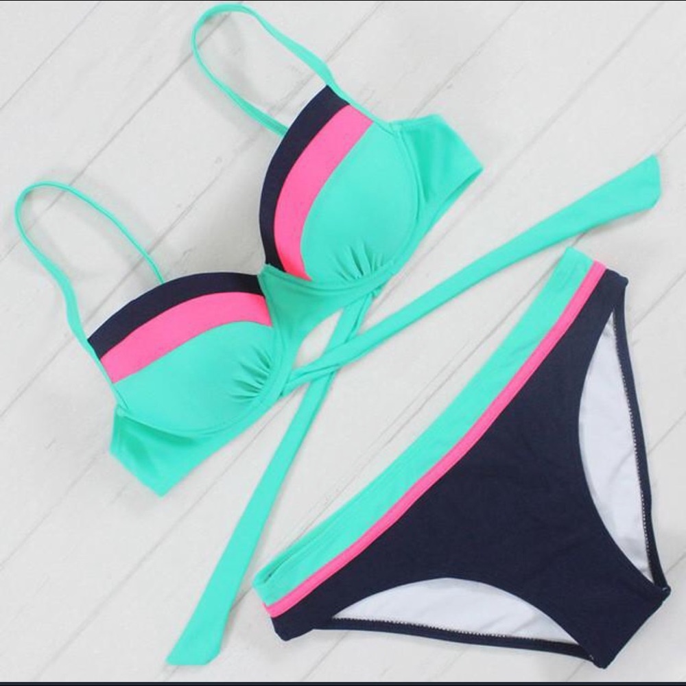 Neon 2 piece push up swimsuit