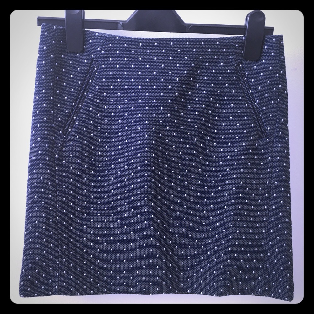 LOFT Navy n White Polka Dot Skirt