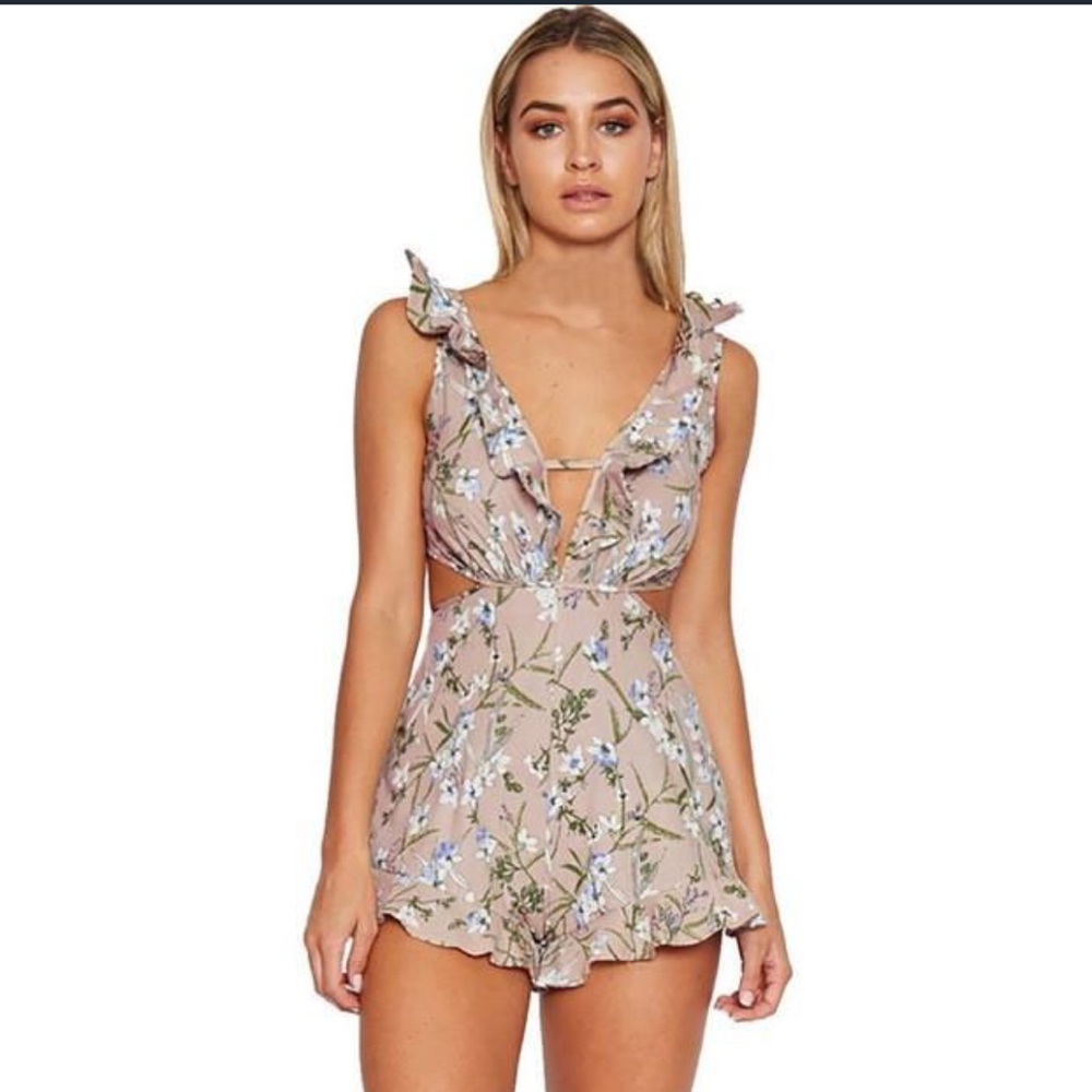 Floral V-neck romper