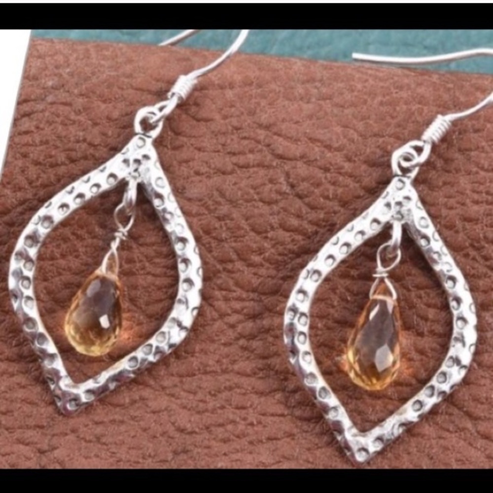 Sterling Silver Artisan Crafted Citrine Dangles.