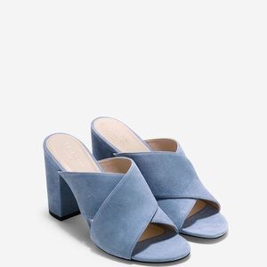 Cole Haan Gabby Mule Slide Suede Cornwall Blue