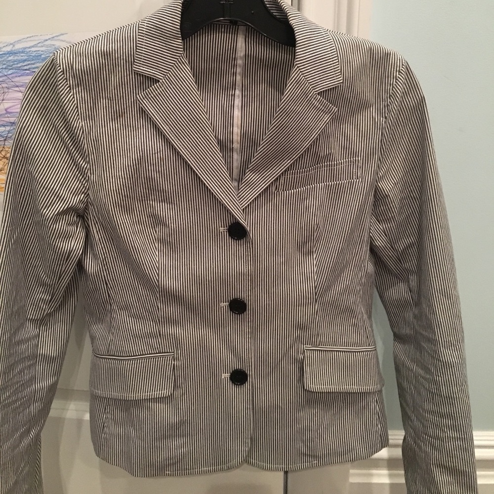 Theory blazer navy and white pinstripe