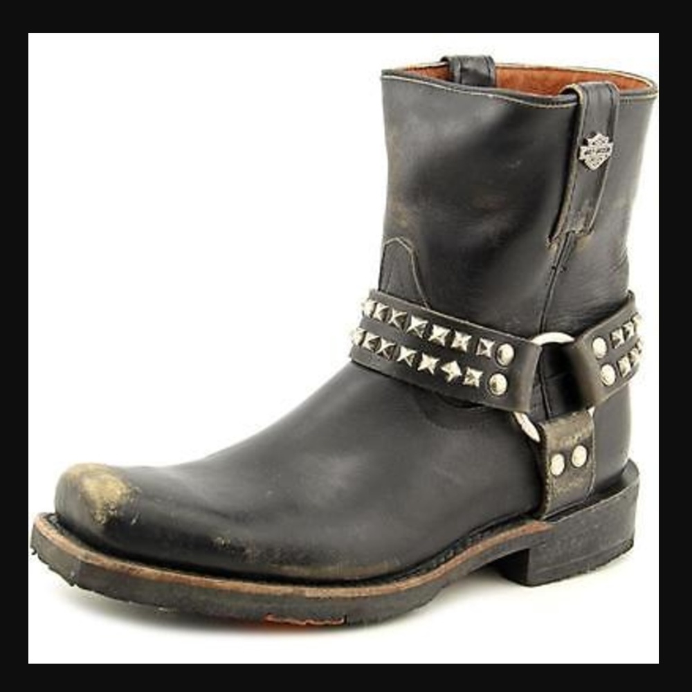 HARLEY DAVIDSON KATERINA STUDDED DISTRESSED BOOTS