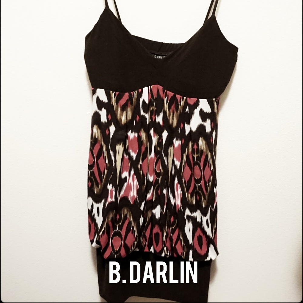 B DARLIN PATTERN BROWN DRESS