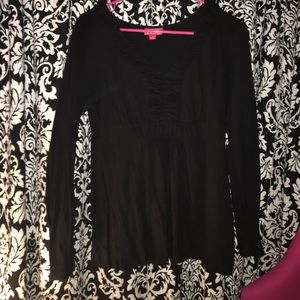 Black Flowy V-Neck