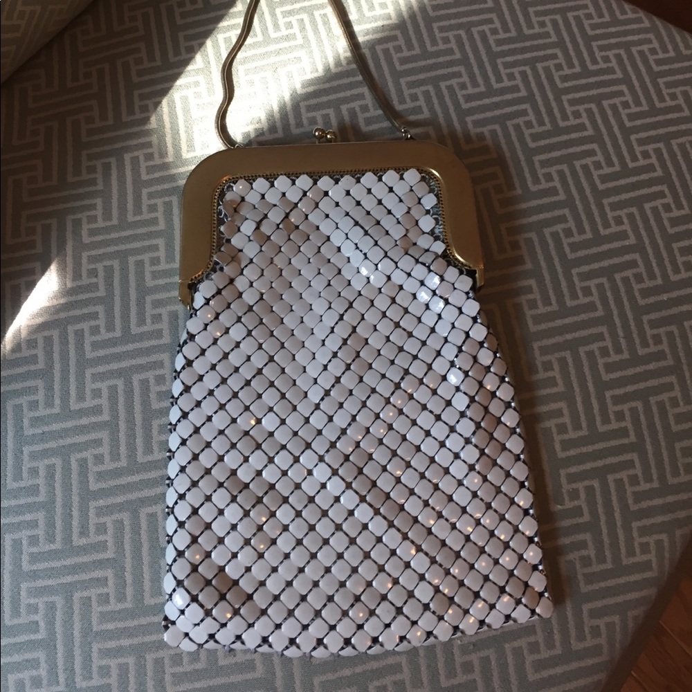 Whiting and Davis white chain purse