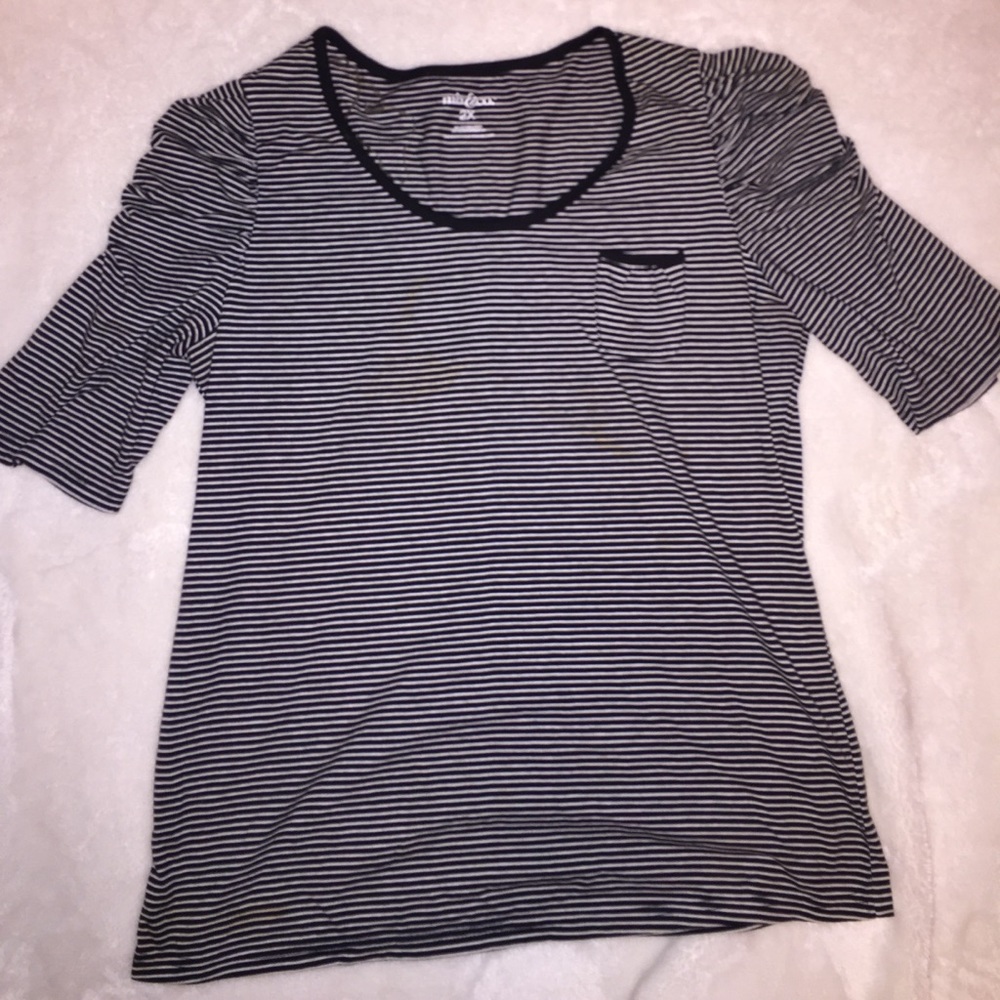 Black and white striped Shirt with front pocket