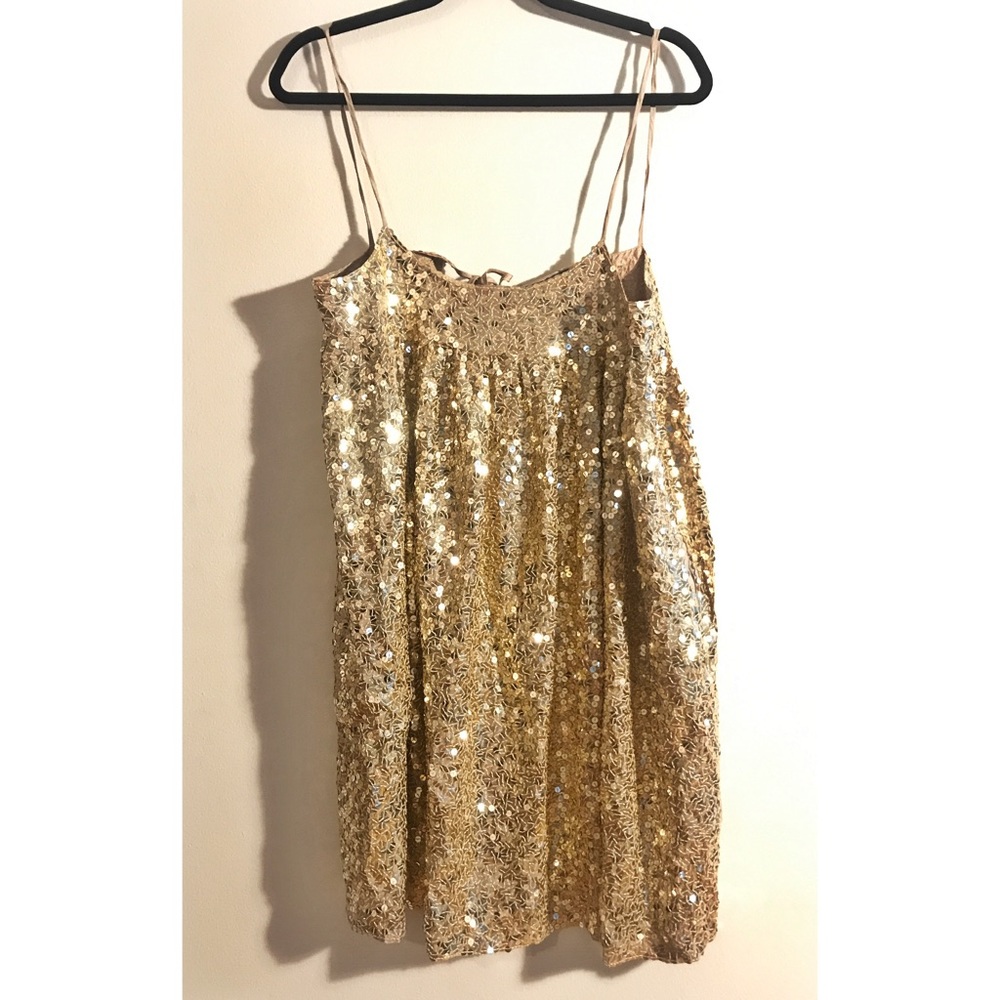 Gold sequin cocktail dress