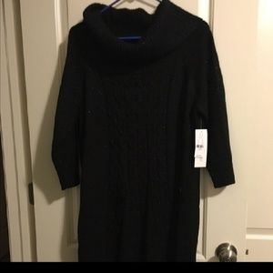 Cowl neck sweater dress