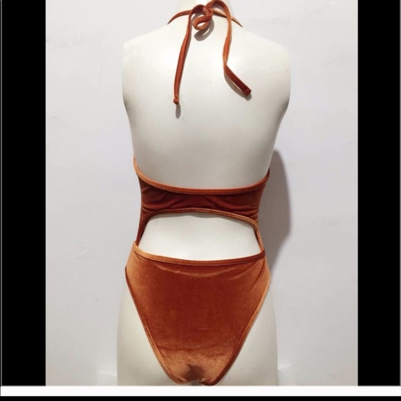 Orange velvet monokini - Picture 4 of 7
