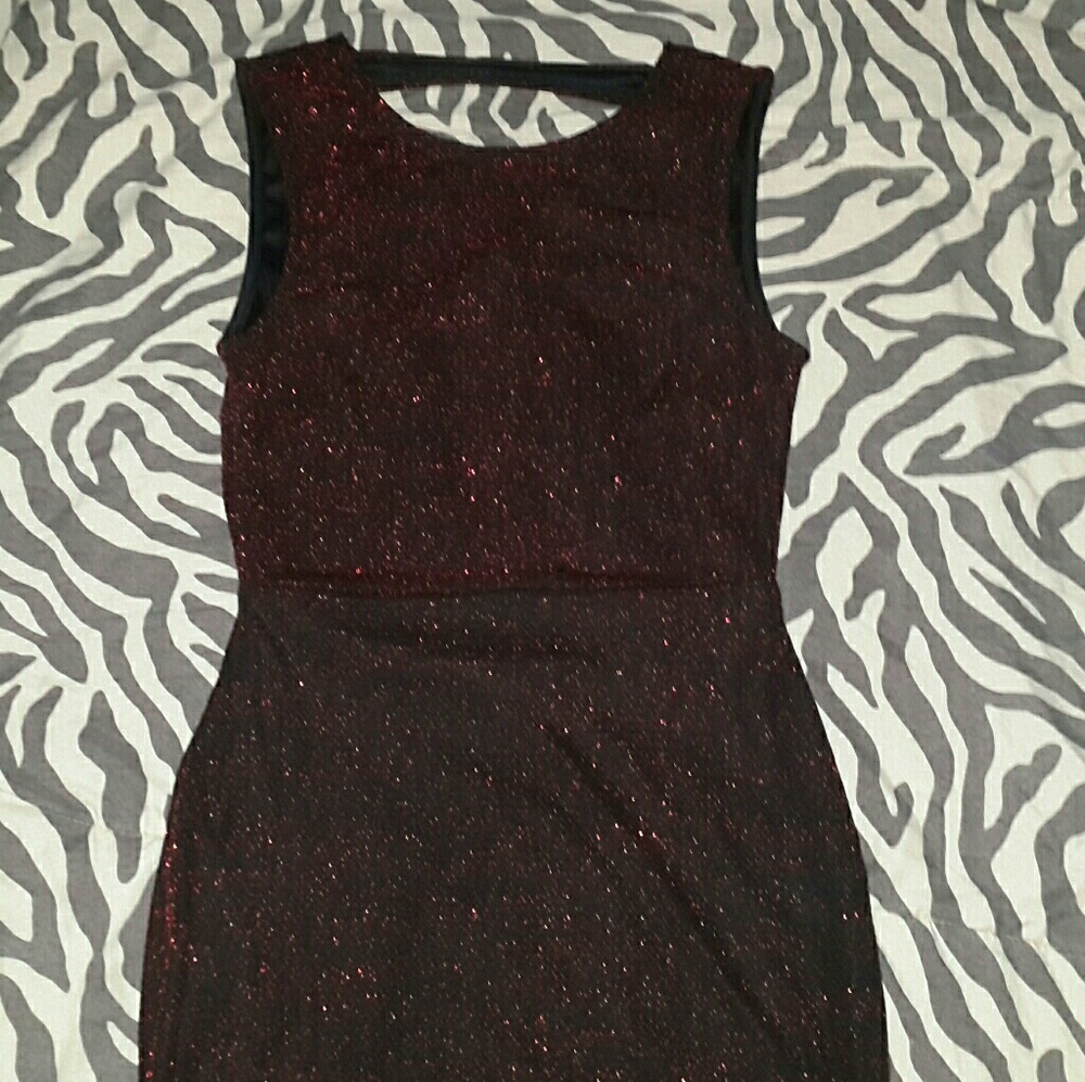 Sexy Black with Red Glitter Dress