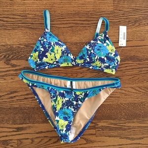 J.Crew blue and green floral bikini