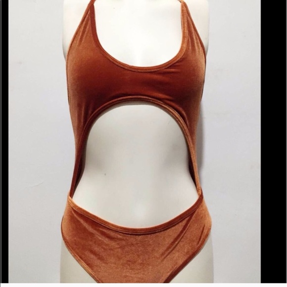 Orange velvet monokini - Picture 3 of 8