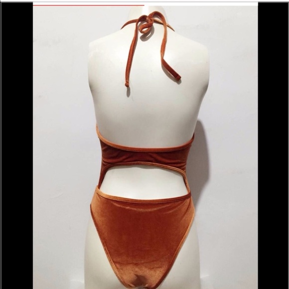 Orange velvet monokini - Picture 4 of 8