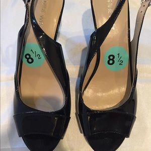 Black Patent Leather Peep Toe Heels 8.5