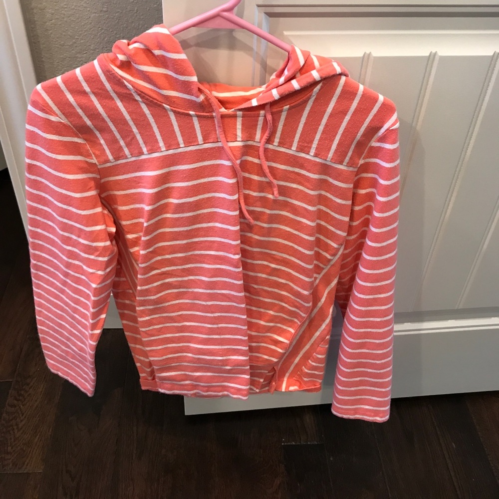 🌸Cute coral and white stripes hoodie🌼