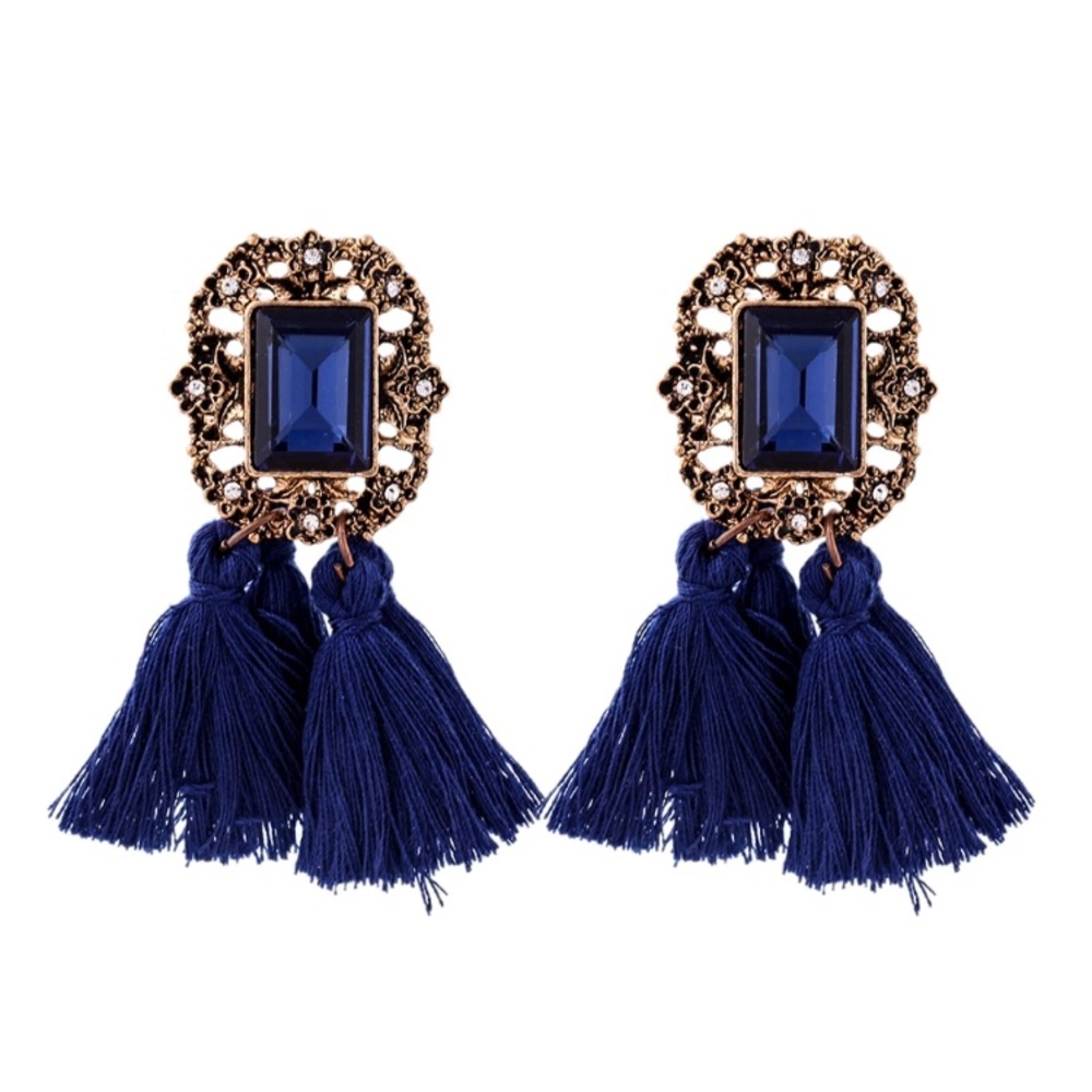 Tassel blue drop earrings
