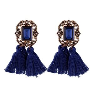 Tassel blue drop earrings