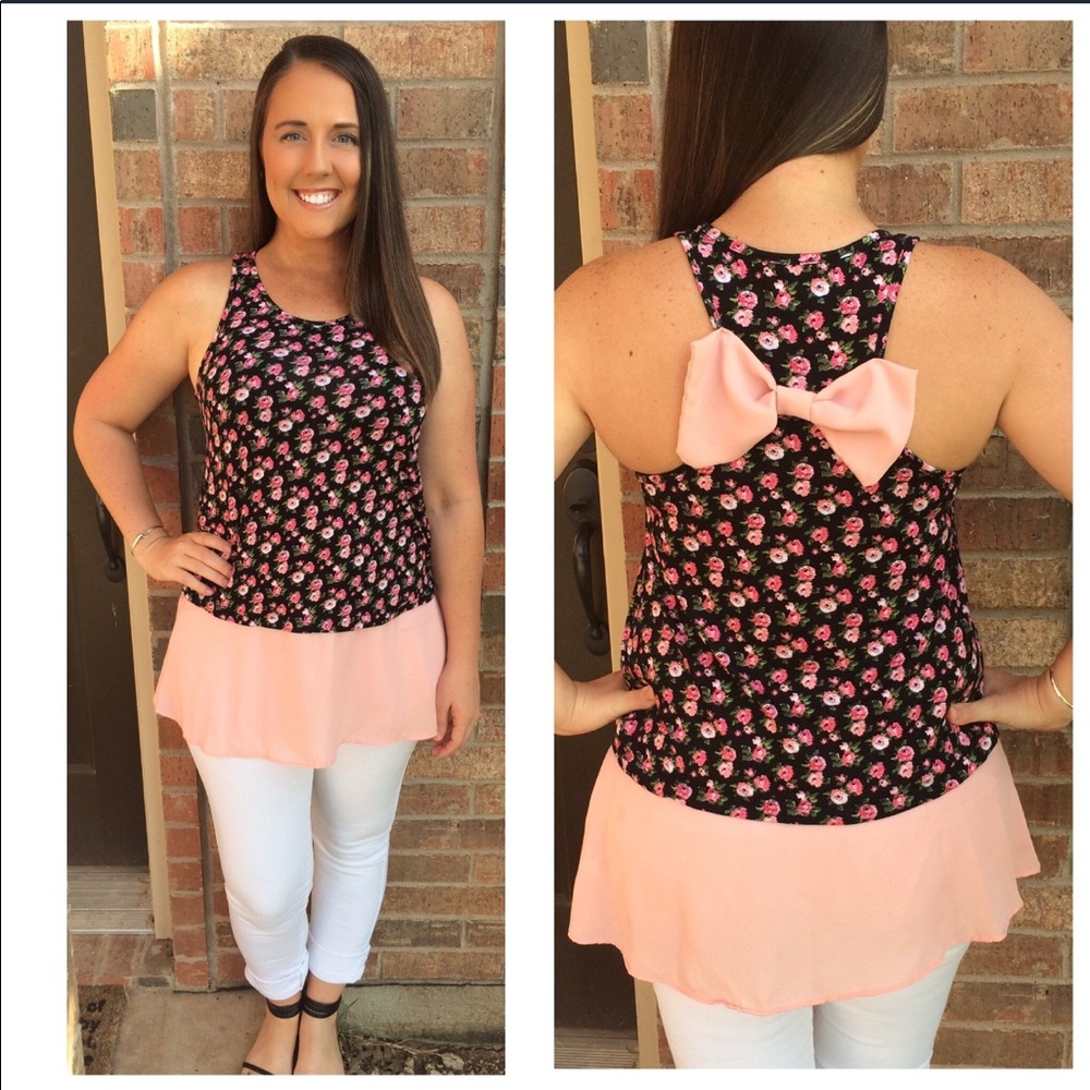 Bow Back Floral Tank