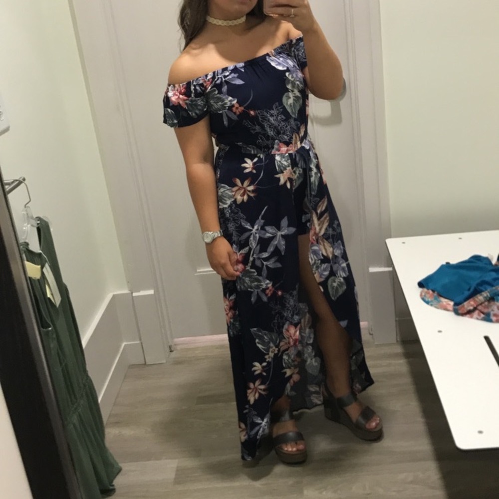 Navy floral maxi romper