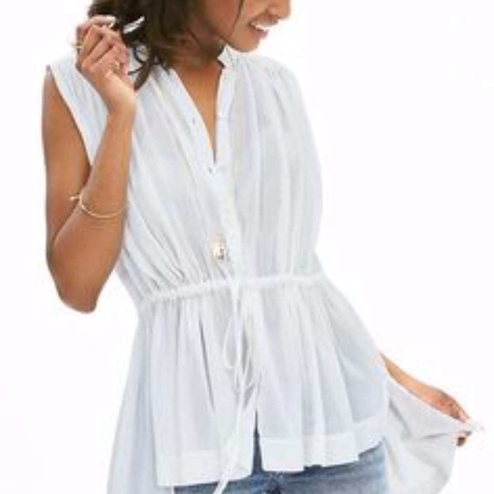Banana Republic white drawstring top