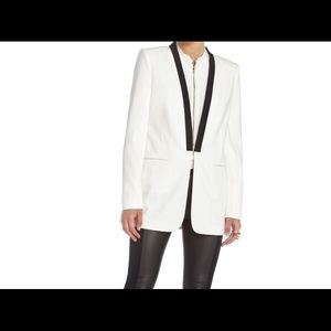 BCBG Women's White Tuxedo Jacket Lawson Boyfriend