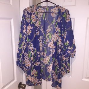 Sheer flower print kimono, cover up, shawl