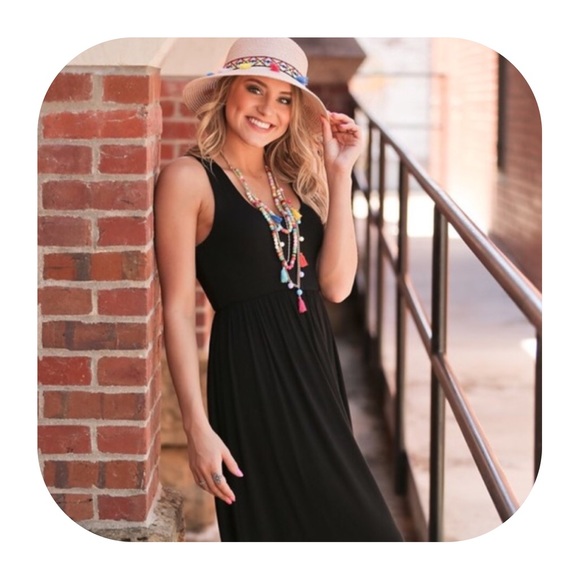 Simple black tank maxi dress - Picture 2 of 3