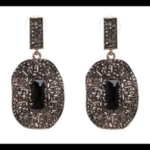 Liya black bronze dangly earrings