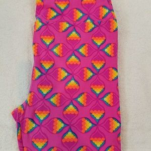 OS Lularoe Neon Rainbow Pink Leggings